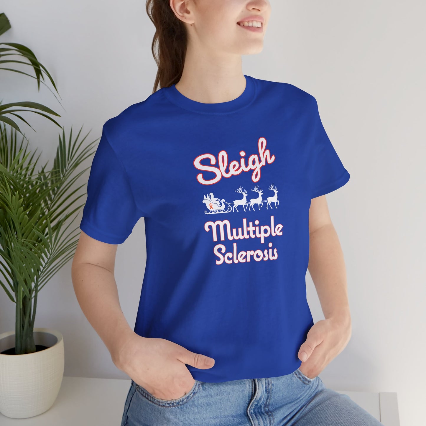 Cute Festive Sleigh MS Adult Tee Multiple Sclerosis Awareness, Charity Shirt, Unisex, Gift for Supporters, Fundraising Apparel