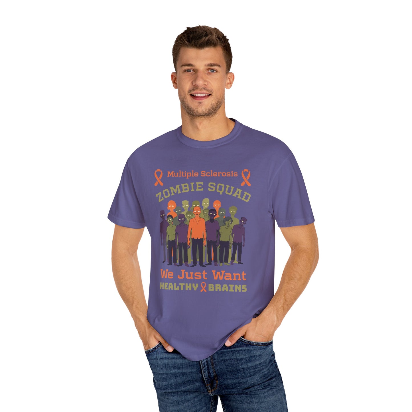 Funny MS Awareness Zombie T-shirt- Give Us Your Healthy Brains