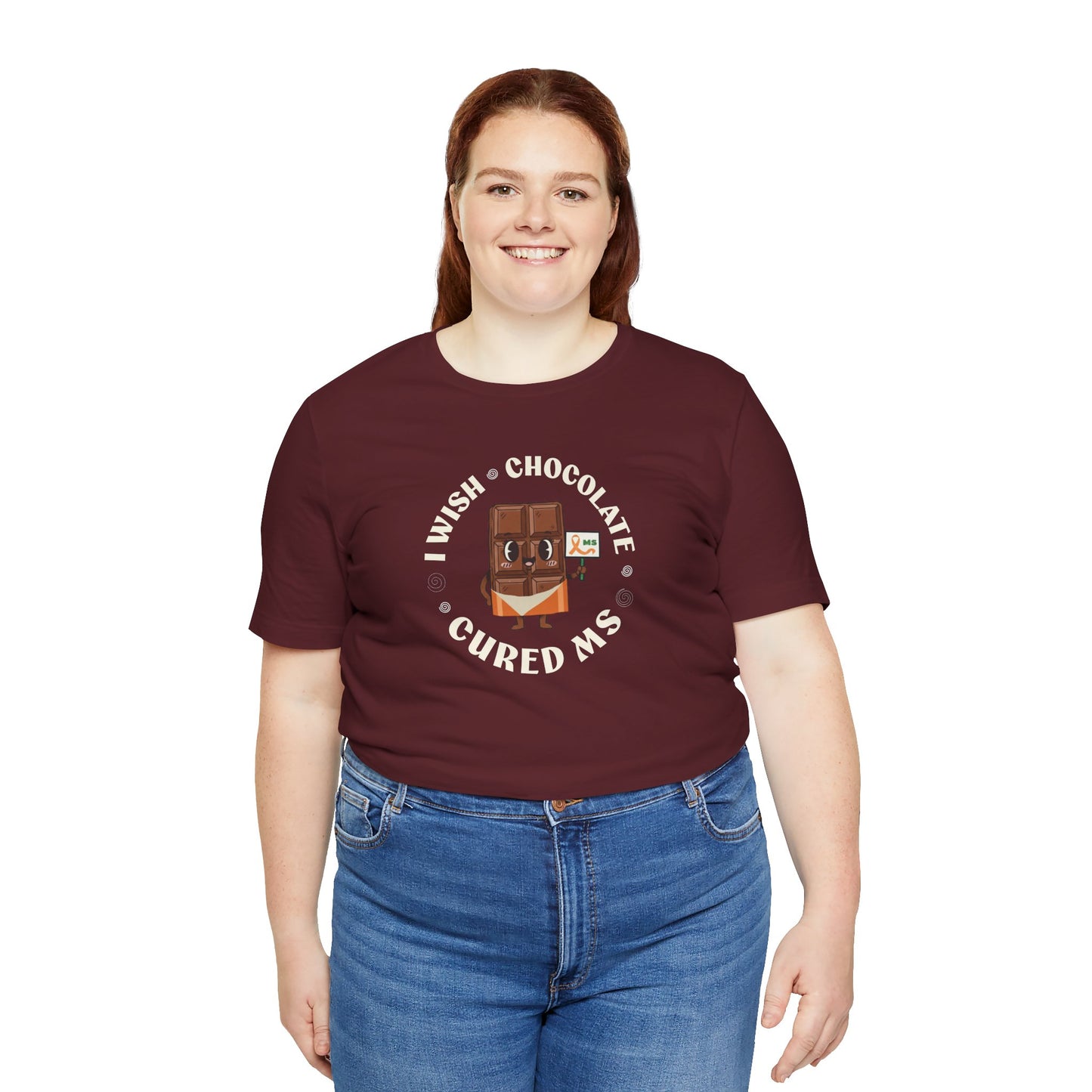 I Wish Chocolate Cured MS Adult Tee Multiple Sclerosis Awareness, Charity Shirt, Unisex, Gift for Supporters, Fundraising Apparel