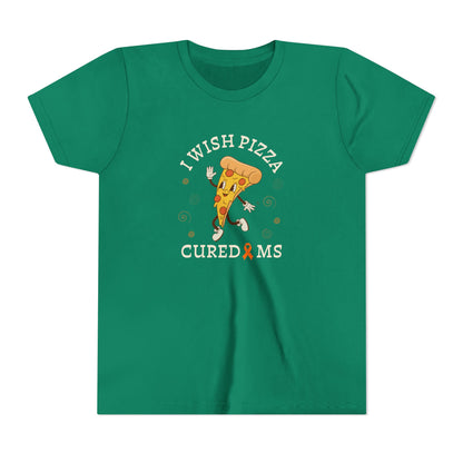 Youth I Wish Pizza CURED MS Short Sleeve Tee for Multiple Sclerosis Awareness