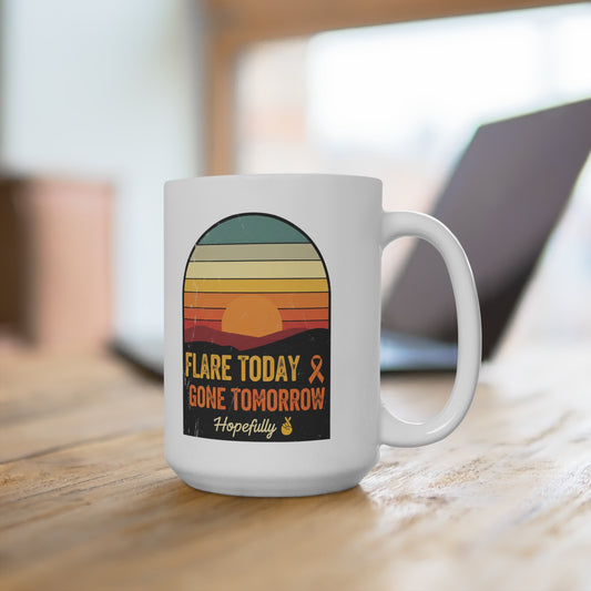 Mug 15oz Flare Today Gone Tomorrow Crossing Fingers - MS Awareness