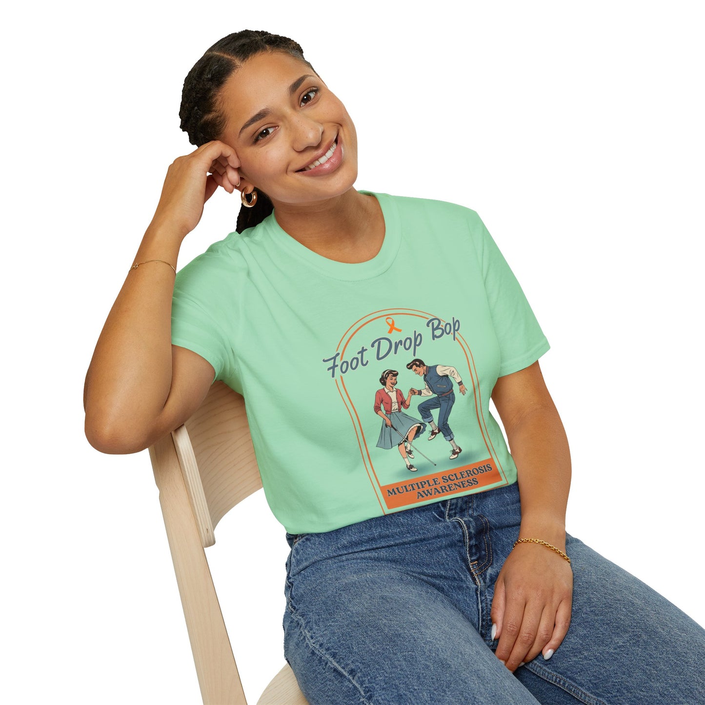 Foot Drop Bop Awareness T-Shirt, Unisex Graphic Tee for Multiple Sclerosis Awareness, Comfortable Casual Wear, Gift for MS Advocates