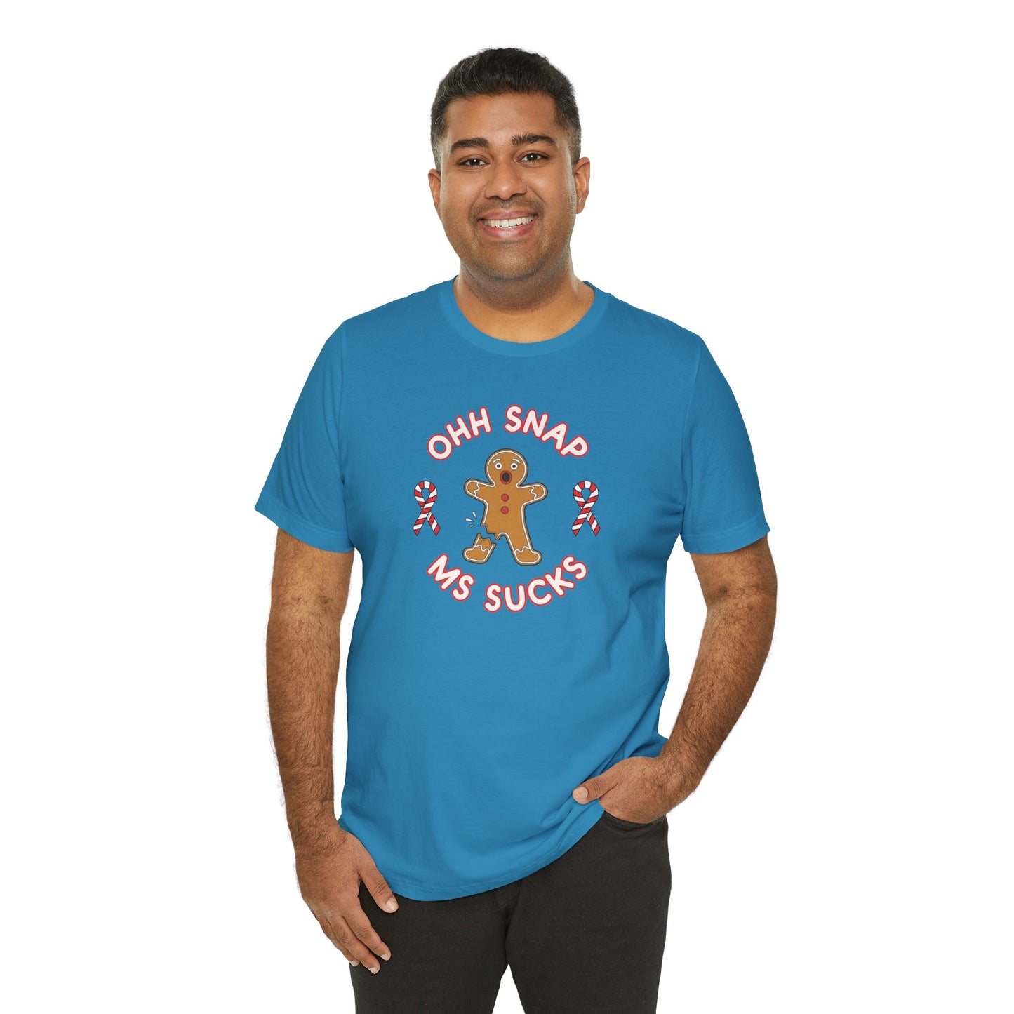 Cute Gingerbread Oh Snap! MS Sucks Unisex Adult Tee, Multiple Sclerosis Awareness, Charity Shirt, Unisex, Gift for Supporters, Fundraising Apparel