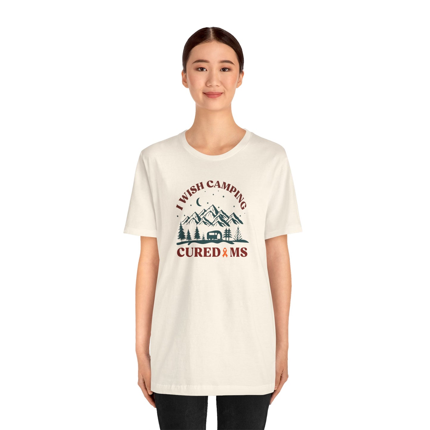 Cute I Wish CAMPING Cured MS Adult- Tee Multiple Sclerosis Awareness, Charity Shirt, Unisex, Gift for Supporters, Fundraising Apparel
