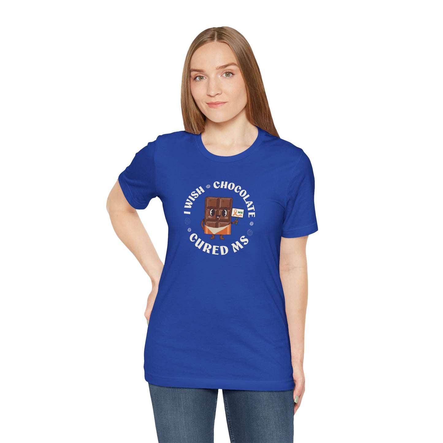 I Wish Chocolate Cured MS Adult Tee Multiple Sclerosis Awareness, Charity Shirt, Unisex, Gift for Supporters, Fundraising Apparel