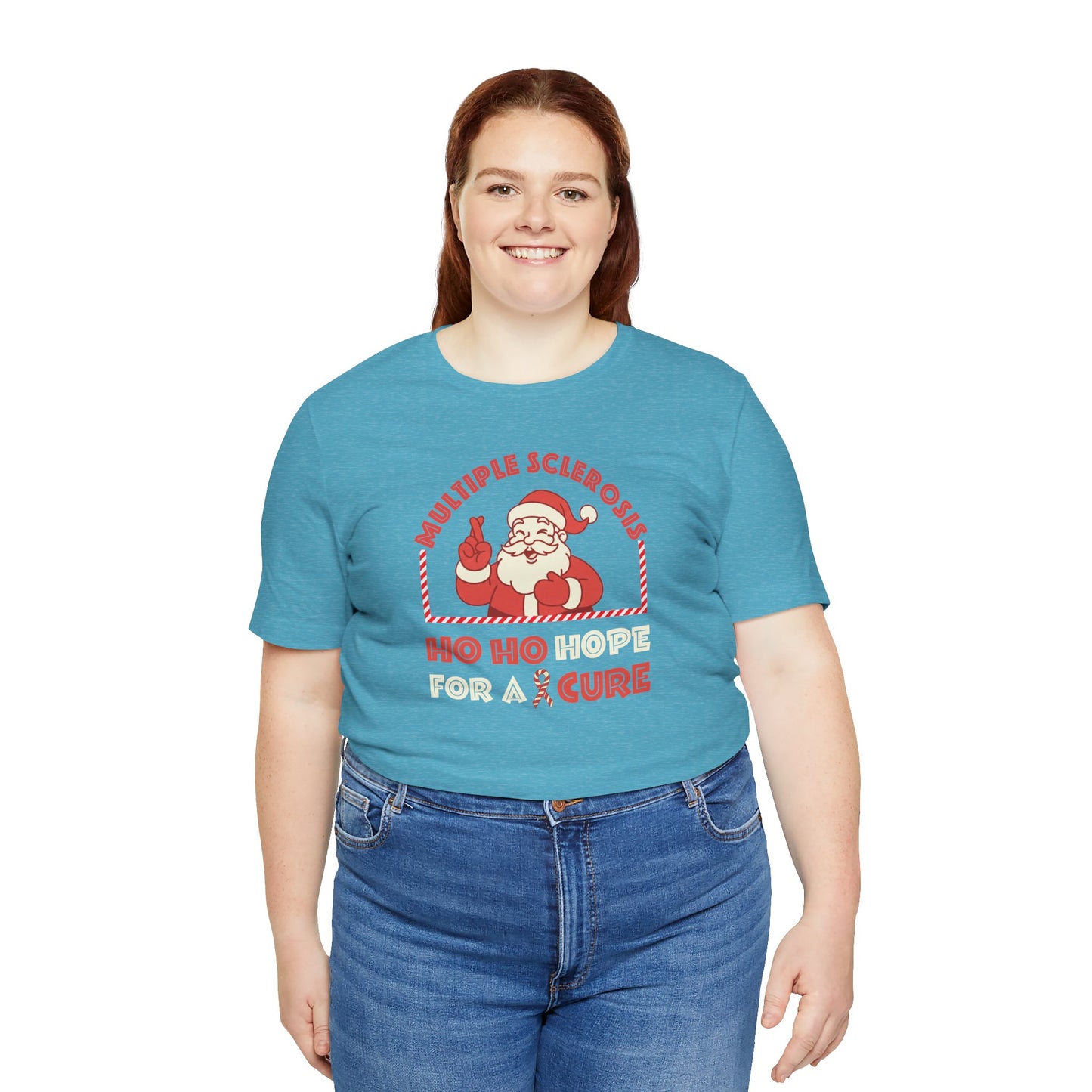 Ho Ho HOPE for a Cure Adult Tee, Multiple Sclerosis Awareness, Charity Shirt, Unisex, Gift for Supporters, Fundraising Apparel