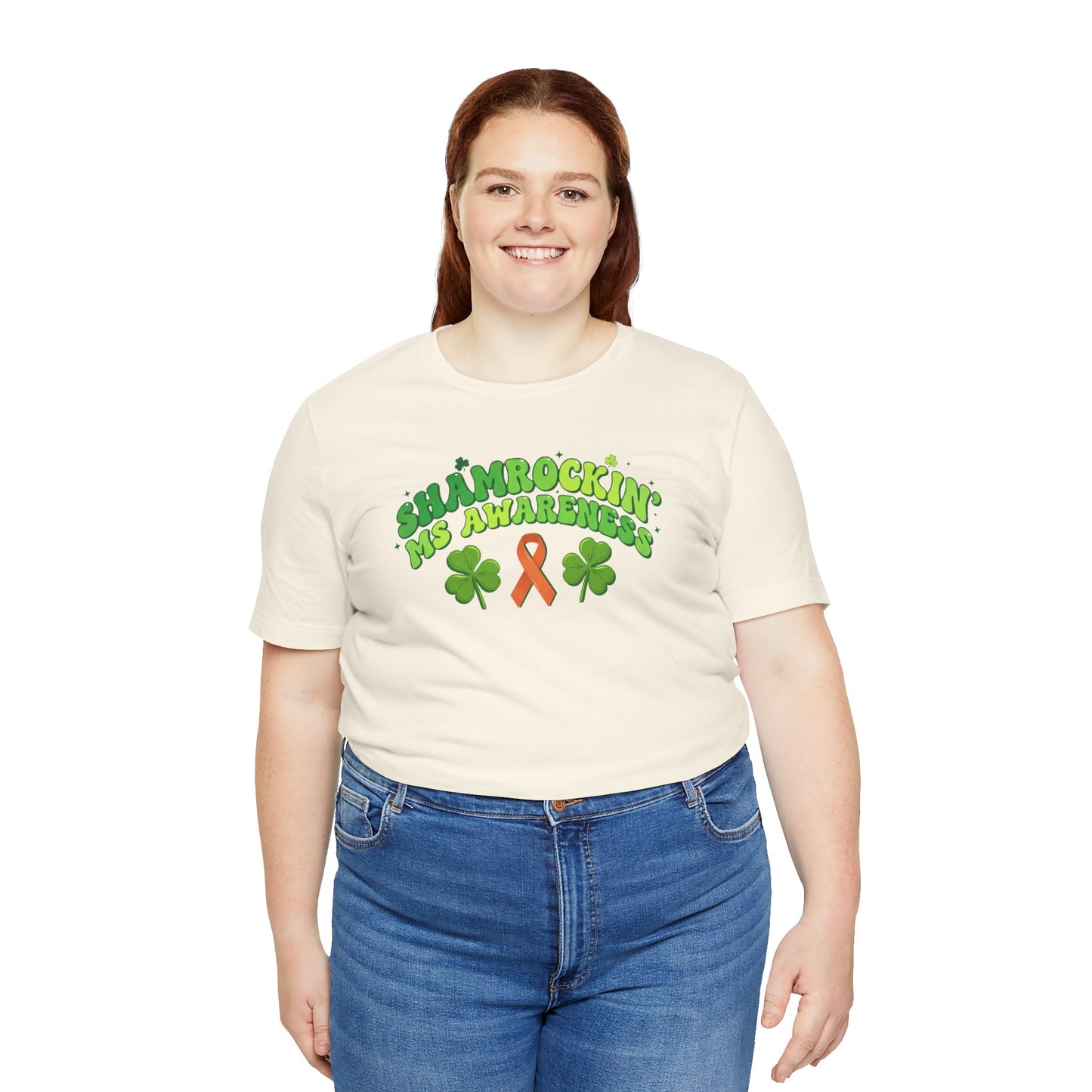 Shamrockin' MS Awareness T-Shirt - Groovy St. Patrick’s Day Multiple Sclerosis Warrior Shirt - Retro Spoonie Orange Ribbon Tee - Lucky Shamrock Awareness Gift