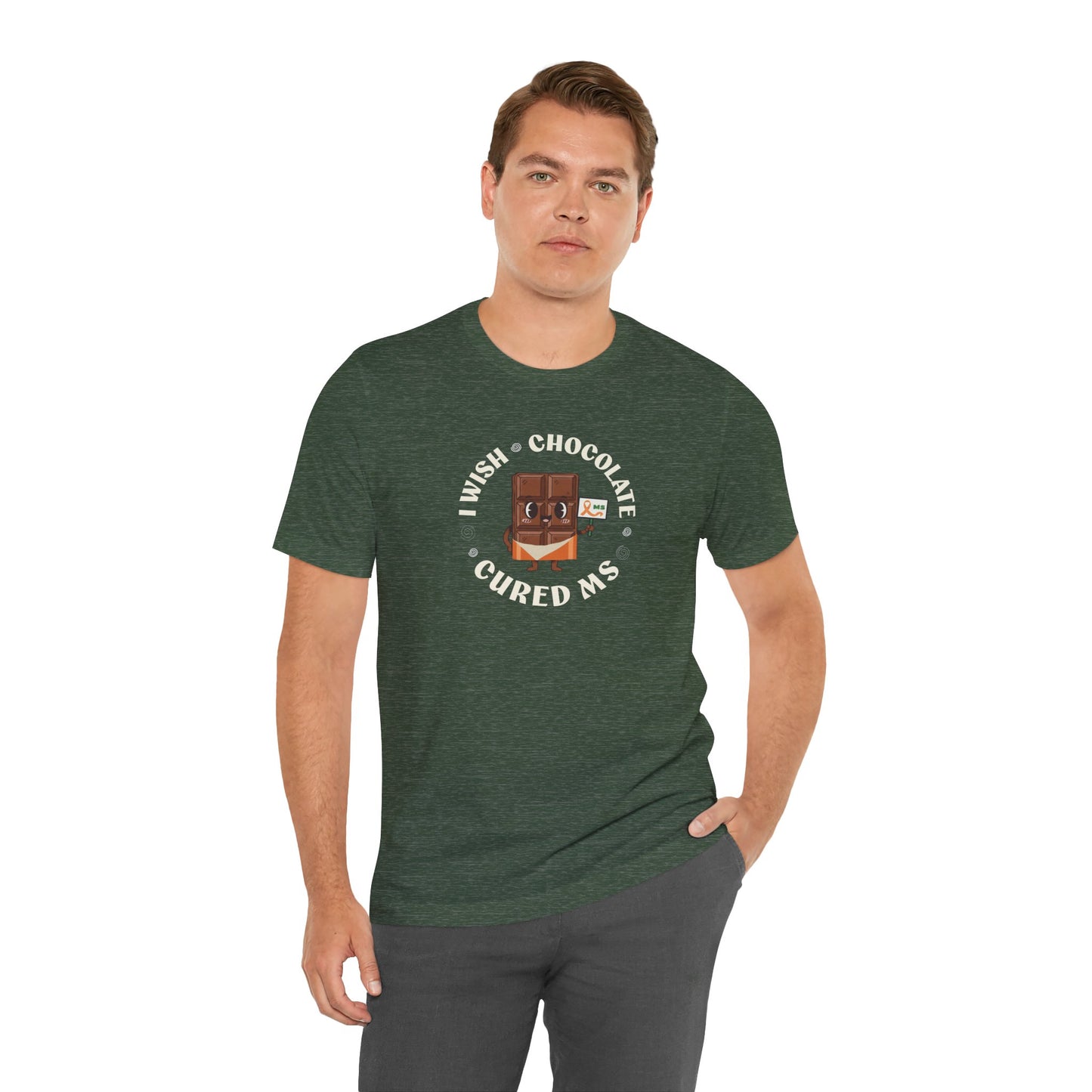 I Wish Chocolate Cured MS Adult Tee Multiple Sclerosis Awareness, Charity Shirt, Unisex, Gift for Supporters, Fundraising Apparel