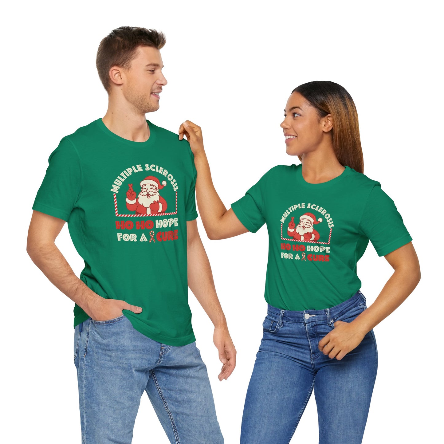 Ho Ho HOPE for a Cure Adult Tee, Multiple Sclerosis Awareness, Charity Shirt, Unisex, Gift for Supporters, Fundraising Apparel