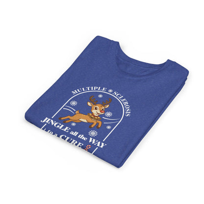 Youth "Jingle All The Way To A CURE" Short Sleeve Tee for Multiple Sclerosis Awareness