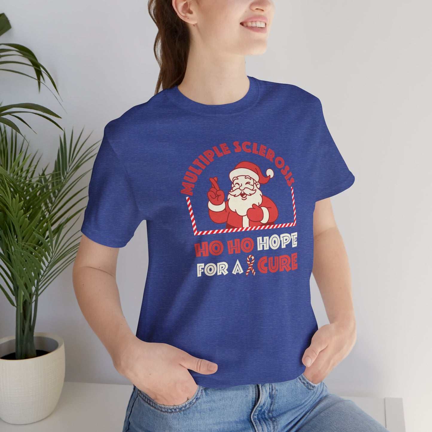 Ho Ho HOPE for a Cure Adult Tee, Multiple Sclerosis Awareness, Charity Shirt, Unisex, Gift for Supporters, Fundraising Apparel