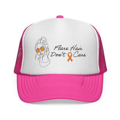 Flare Hair Don't Care Trucker Cap | Funny MS Awareness Hat | Chronic Illness Warrior Cap