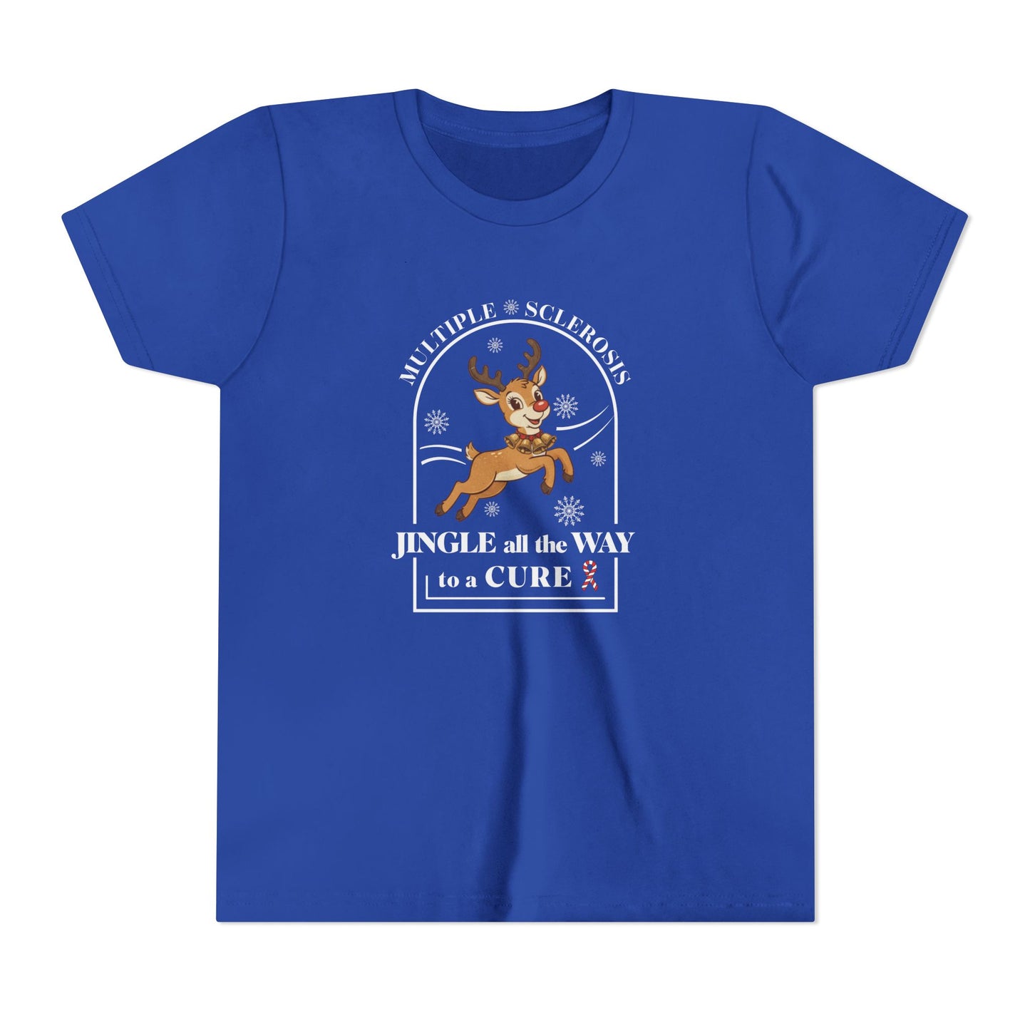 Youth "Jingle All The Way To A CURE" Short Sleeve Tee for Multiple Sclerosis Awareness