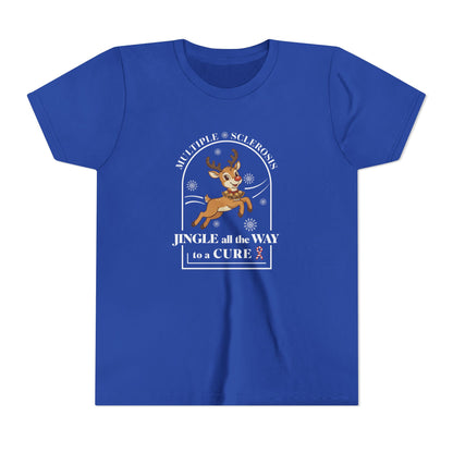 Youth "Jingle All The Way To A CURE" Short Sleeve Tee for Multiple Sclerosis Awareness