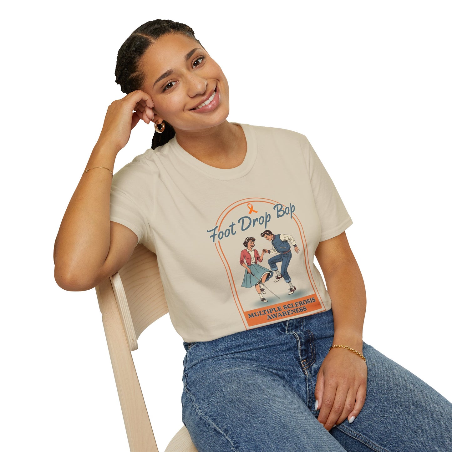 Foot Drop Bop Awareness T-Shirt, Unisex Graphic Tee for Multiple Sclerosis Awareness, Comfortable Casual Wear, Gift for MS Advocates