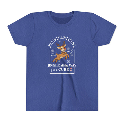 Youth "Jingle All The Way To A CURE" Short Sleeve Tee for Multiple Sclerosis Awareness