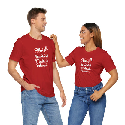 Cute Festive Sleigh MS Adult Tee Multiple Sclerosis Awareness, Charity Shirt, Unisex, Gift for Supporters, Fundraising Apparel
