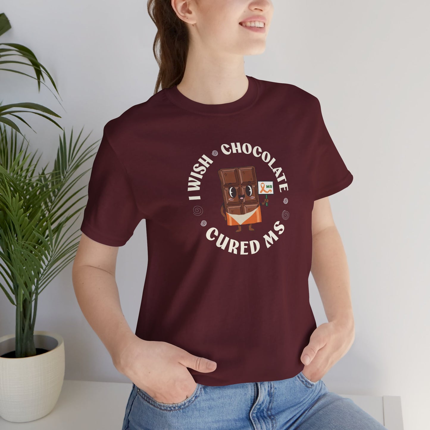 I Wish Chocolate Cured MS Adult Tee Multiple Sclerosis Awareness, Charity Shirt, Unisex, Gift for Supporters, Fundraising Apparel