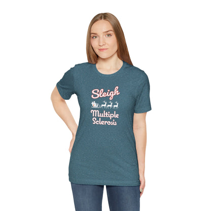 Cute Festive Sleigh MS Adult Tee Multiple Sclerosis Awareness, Charity Shirt, Unisex, Gift for Supporters, Fundraising Apparel