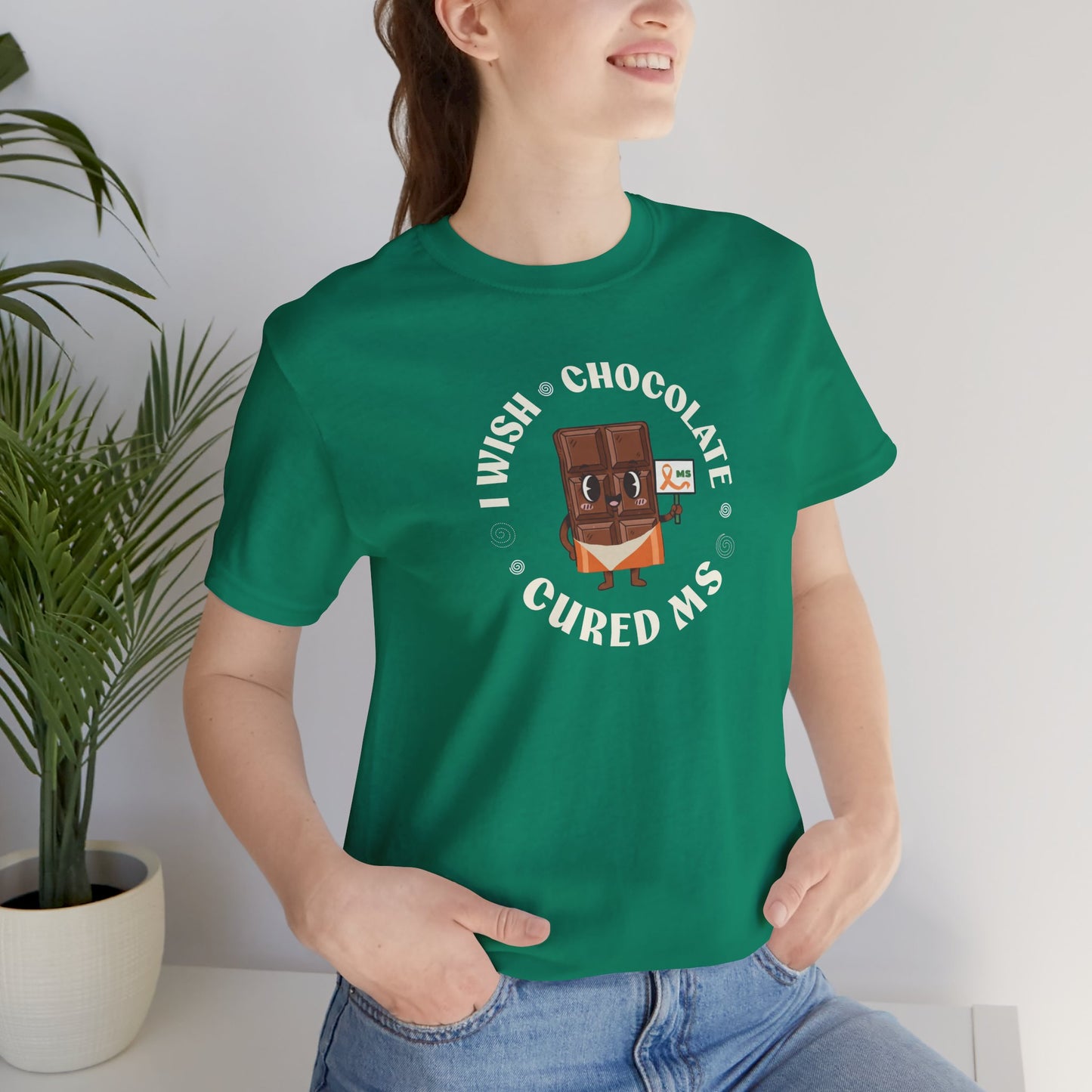 I Wish Chocolate Cured MS Adult Tee Multiple Sclerosis Awareness, Charity Shirt, Unisex, Gift for Supporters, Fundraising Apparel