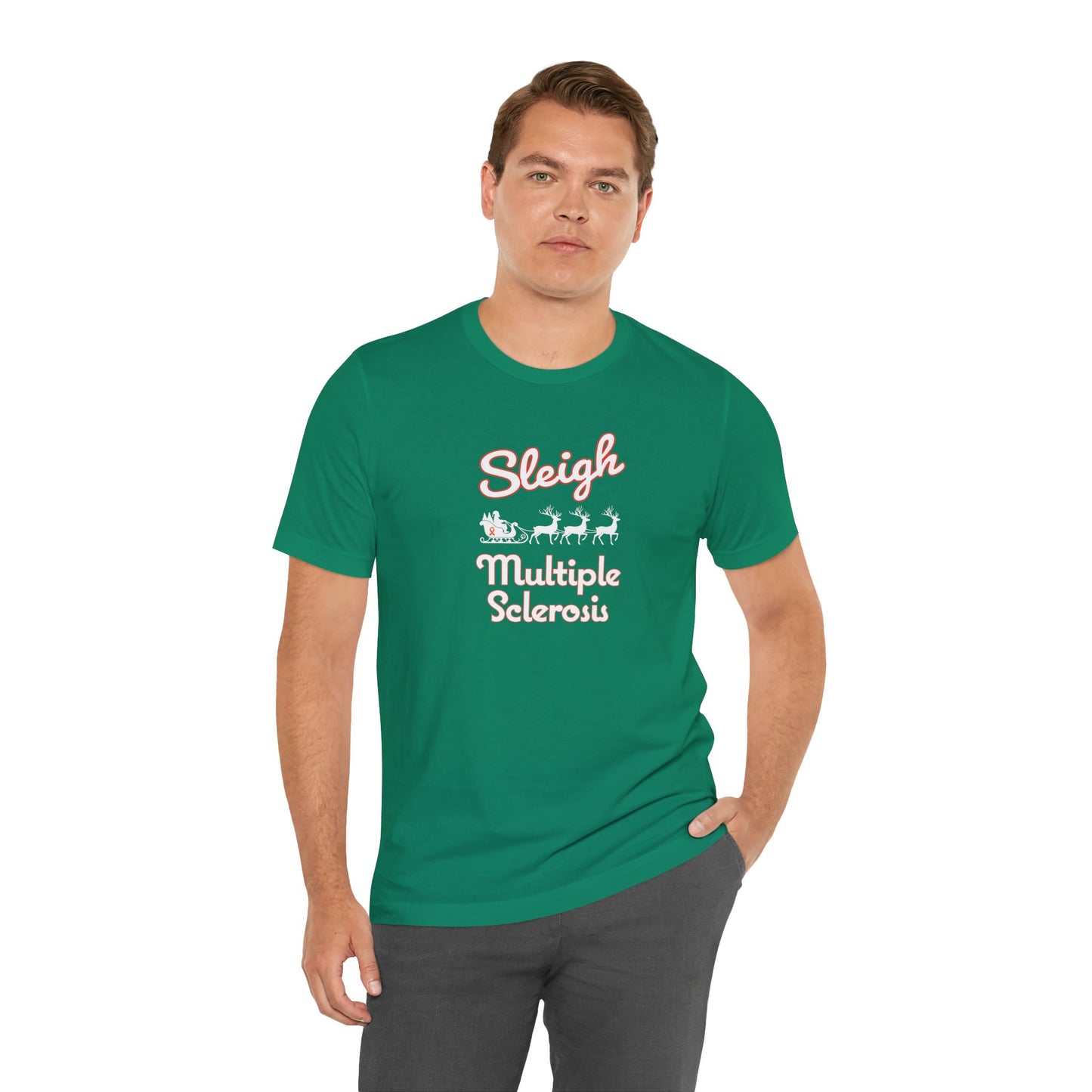 Cute Festive Sleigh MS Adult Tee Multiple Sclerosis Awareness, Charity Shirt, Unisex, Gift for Supporters, Fundraising Apparel