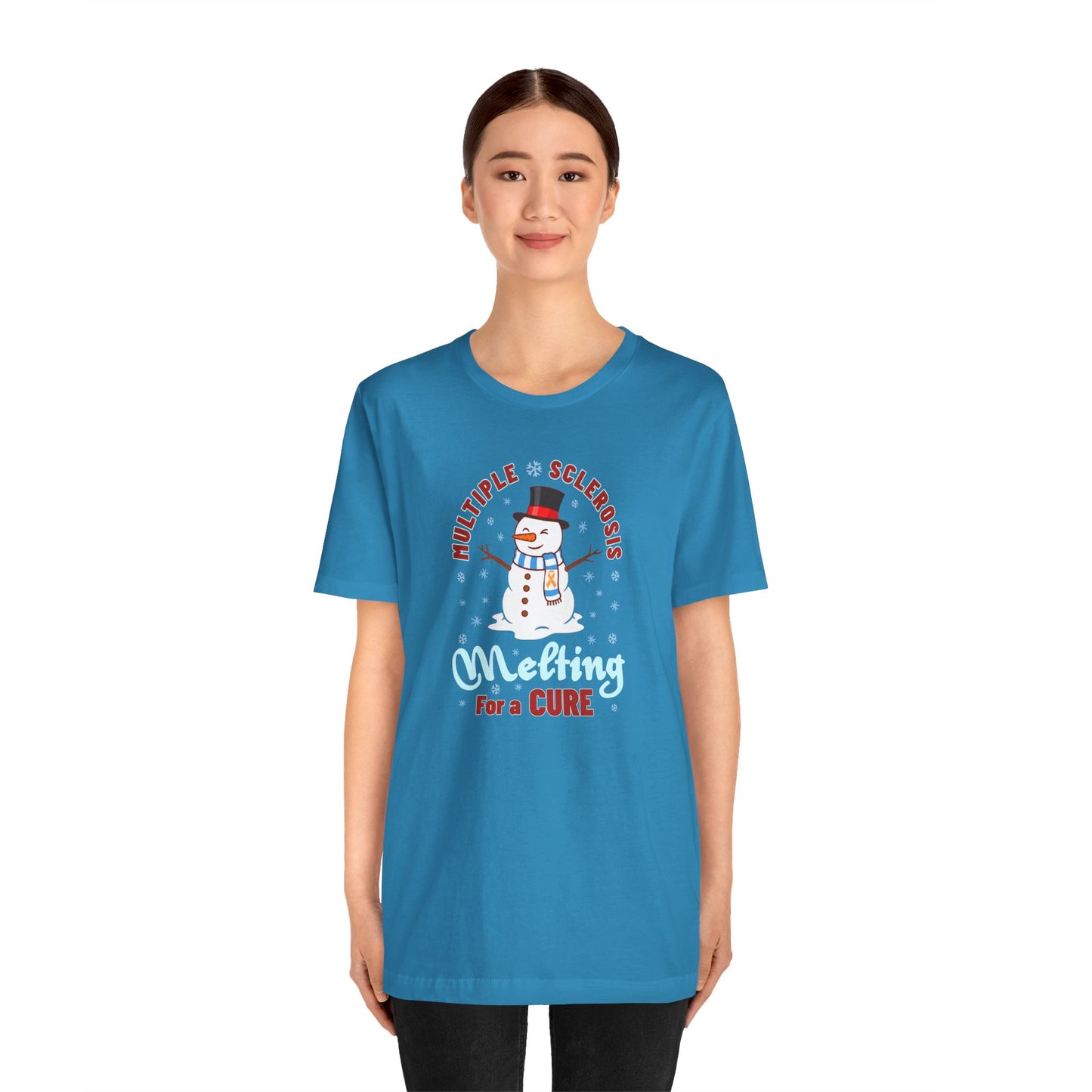 Snowman Melting for a Cure Team Adult Unisex Tee, Multiple Sclerosis Awareness, Charity Shirt, Unisex, Gift for Supporters, Fundraising Apparel