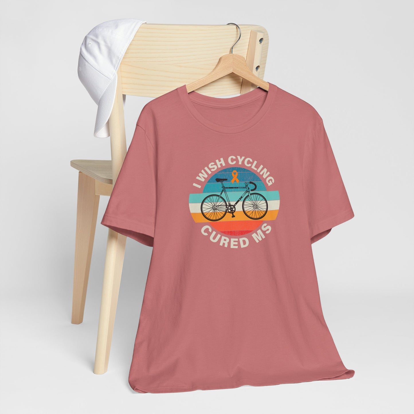 Cute I Wish CYCLING Cured MS - Adult Tee Multiple Sclerosis Awareness, Charity Shirt, Unisex, Gift for Supporters, Fundraising Apparel