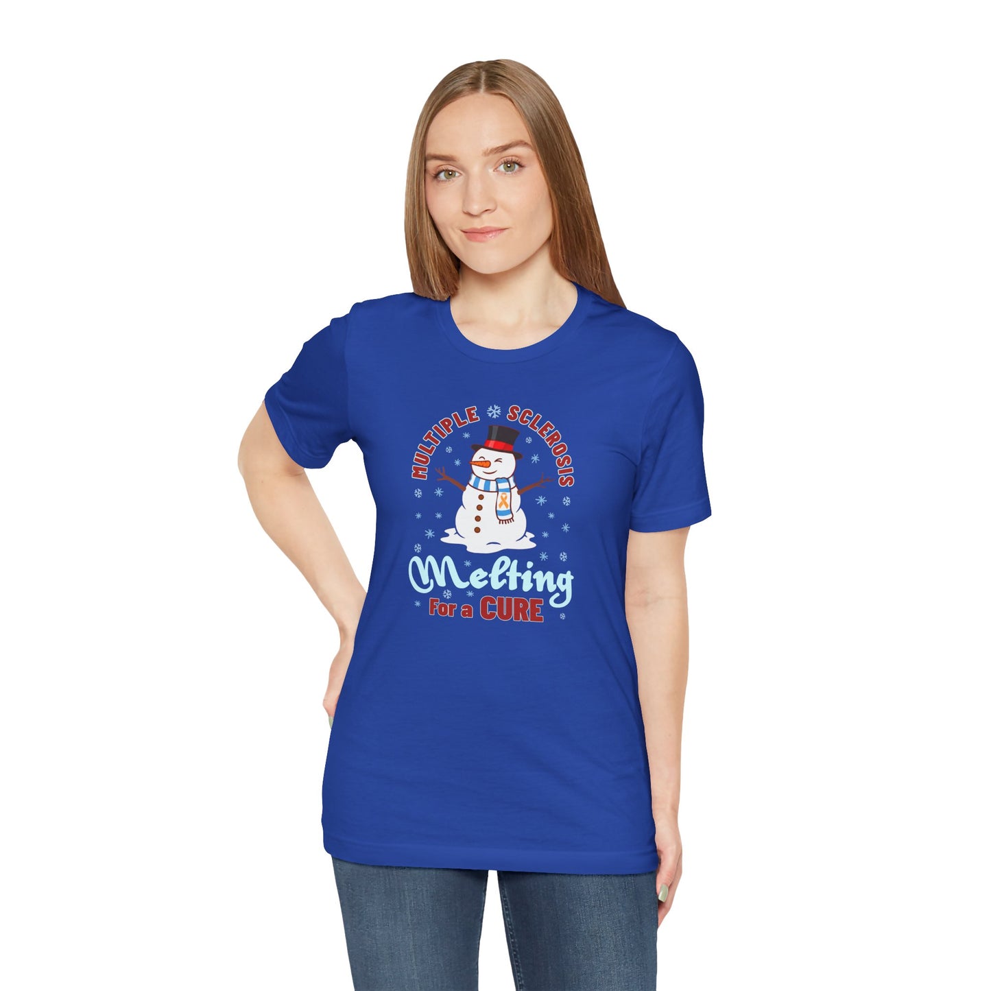 Snowman Melting for a Cure Team Adult Unisex Tee, Multiple Sclerosis Awareness, Charity Shirt, Unisex, Gift for Supporters, Fundraising Apparel
