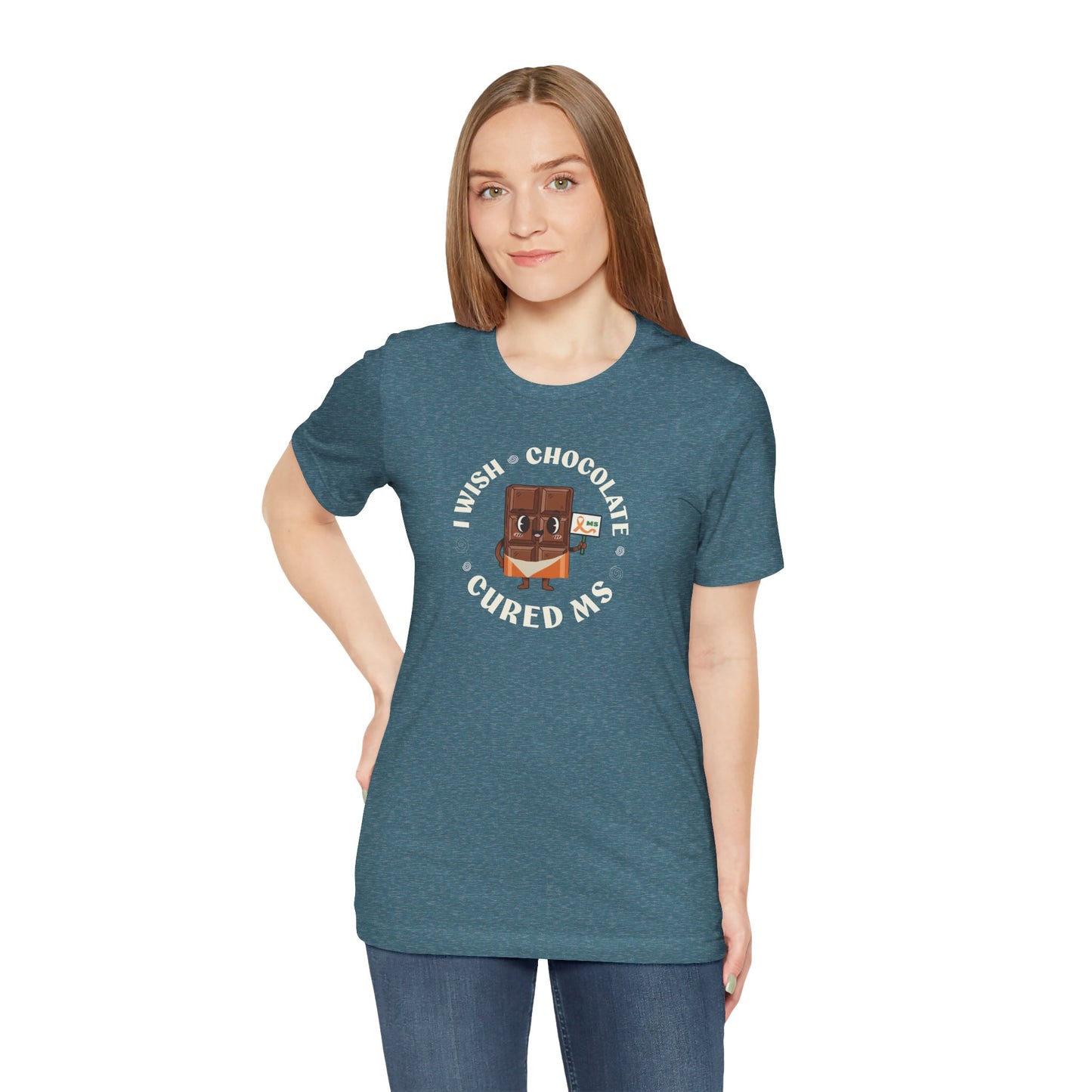 I Wish Chocolate Cured MS Adult Tee Multiple Sclerosis Awareness, Charity Shirt, Unisex, Gift for Supporters, Fundraising Apparel