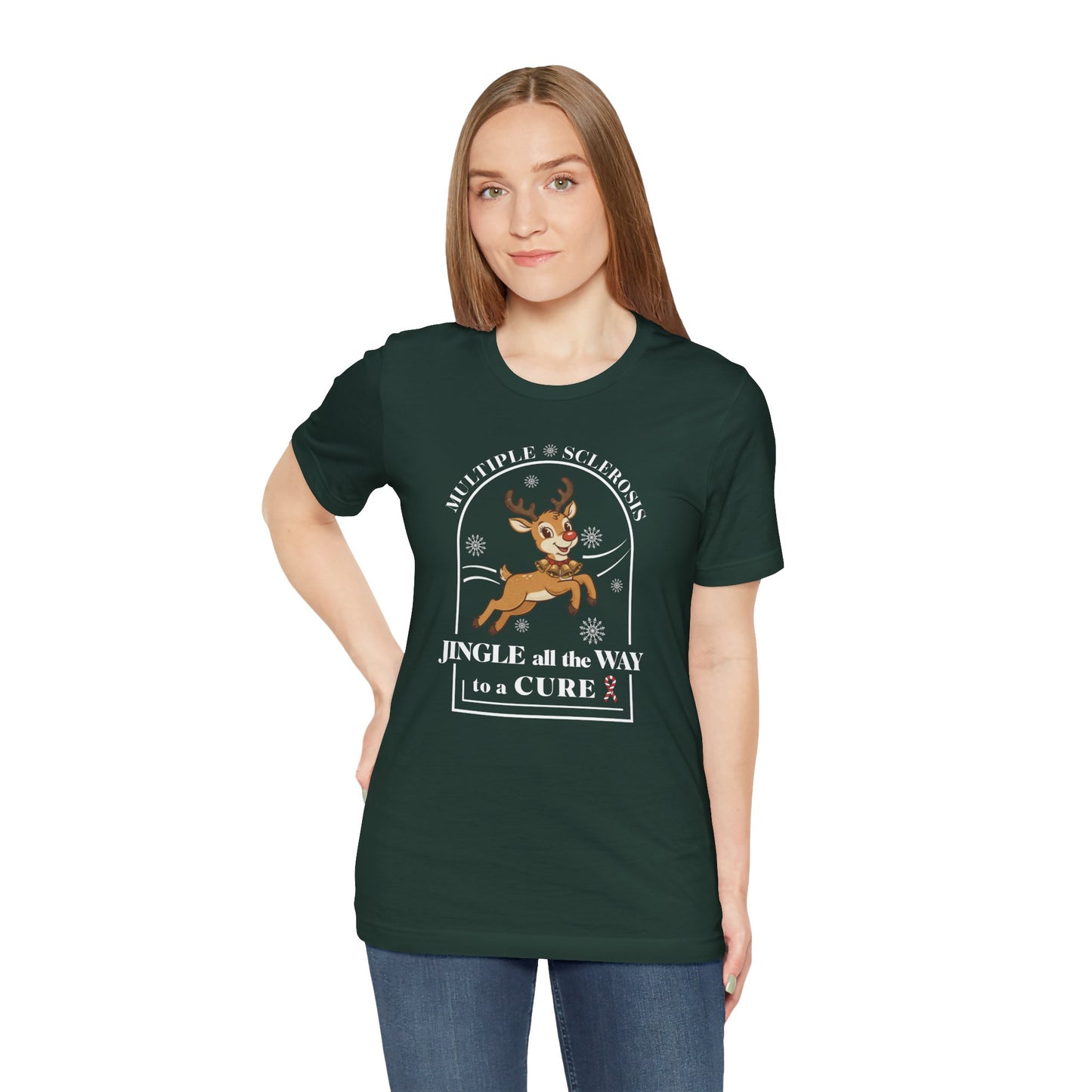 Jingle All The Way To A Cure For MS T-Shirt | Multiple Sclerosis Christmas Tee