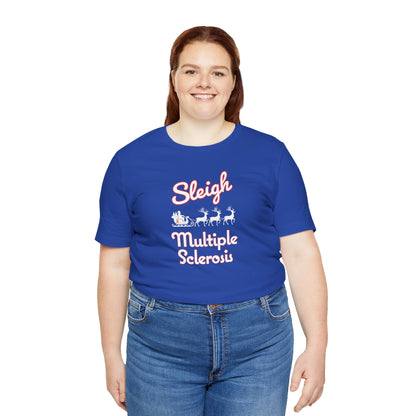 Cute Festive Sleigh MS Adult Tee Multiple Sclerosis Awareness, Charity Shirt, Unisex, Gift for Supporters, Fundraising Apparel