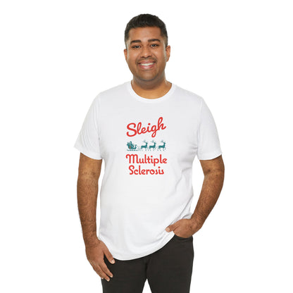 Cute Festive Sleigh MS Adult Tee Multiple Sclerosis Awareness, Charity Shirt, Unisex, Gift for Supporters, Fundraising Apparel