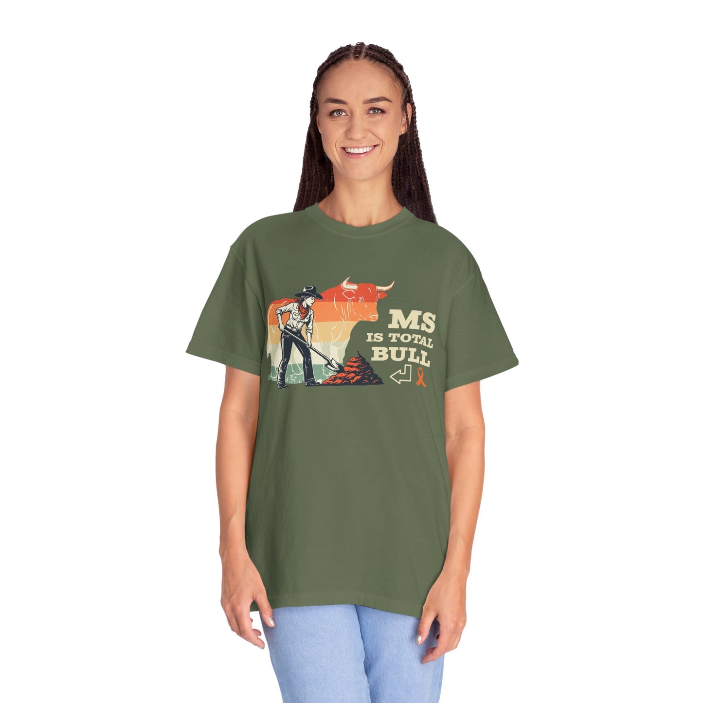 MS is Total Bull Cowgirl Unisex Garment-Dyed T-shirt Snarky Awareness