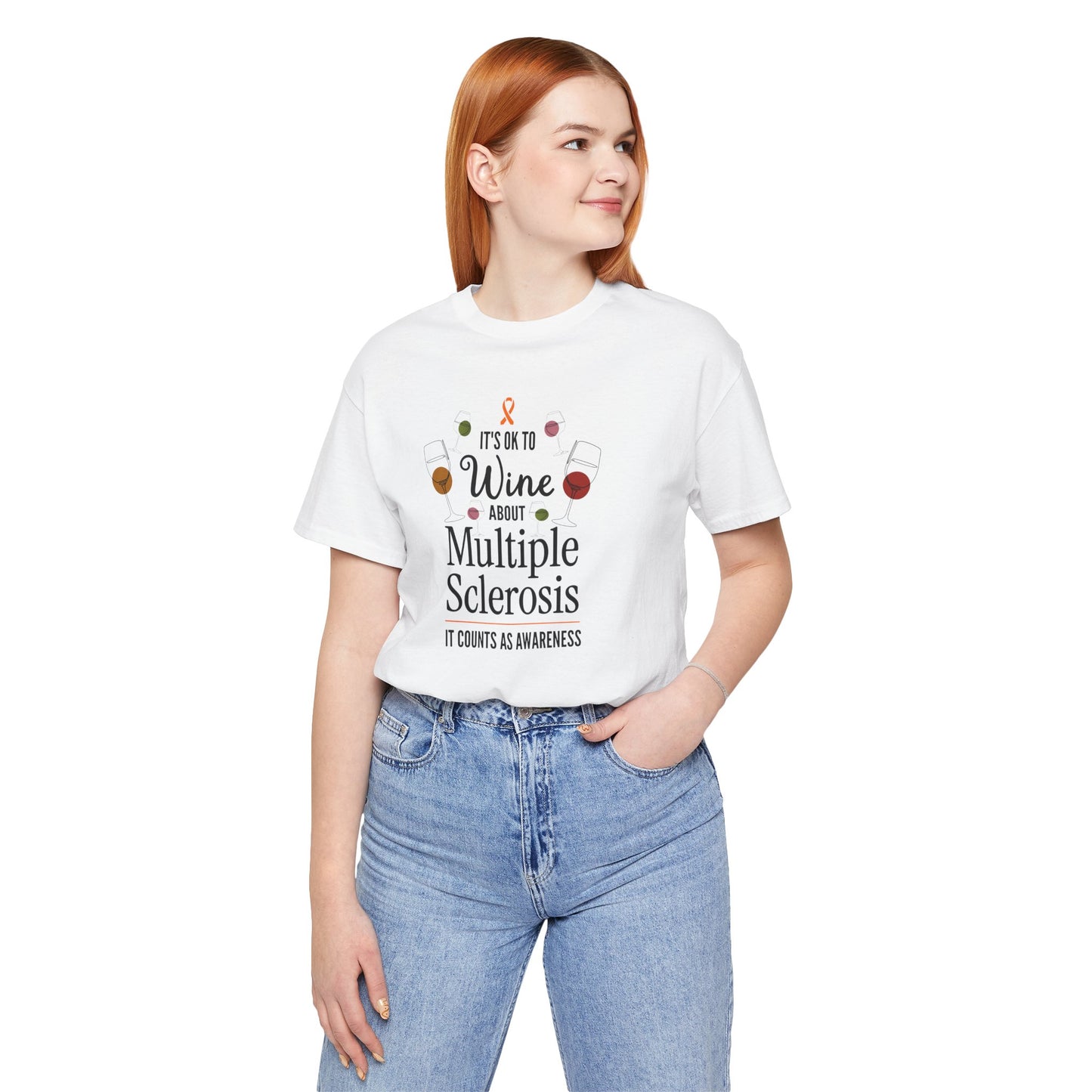 "Wine About Multiple Sclerosis It Counts As Awareness" T-Shirt, Charity Shirt, Unisex, Gift for Supporters, Fundraising Apparel