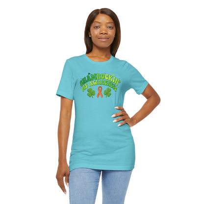 Shamrockin' MS Awareness T-Shirt - Groovy St. Patrick’s Day Multiple Sclerosis Warrior Shirt - Retro Spoonie Orange Ribbon Tee - Lucky Shamrock Awareness Gift