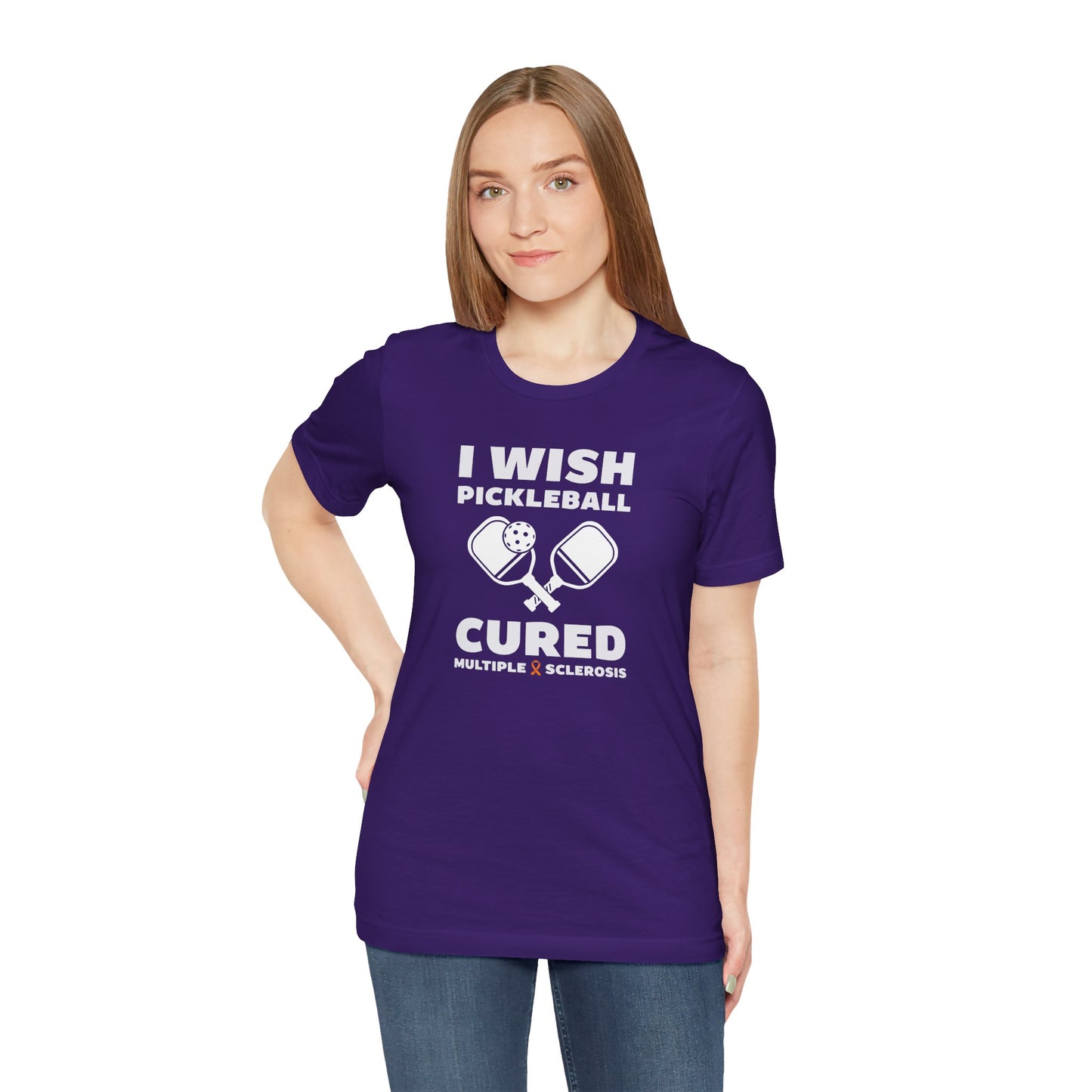 Cute I Wish PICKLEBALL Cured MS - Adult Tee Multiple Sclerosis Awareness, Charity Shirt, Unisex, Gift for Supporters, Fundraising Apparel
