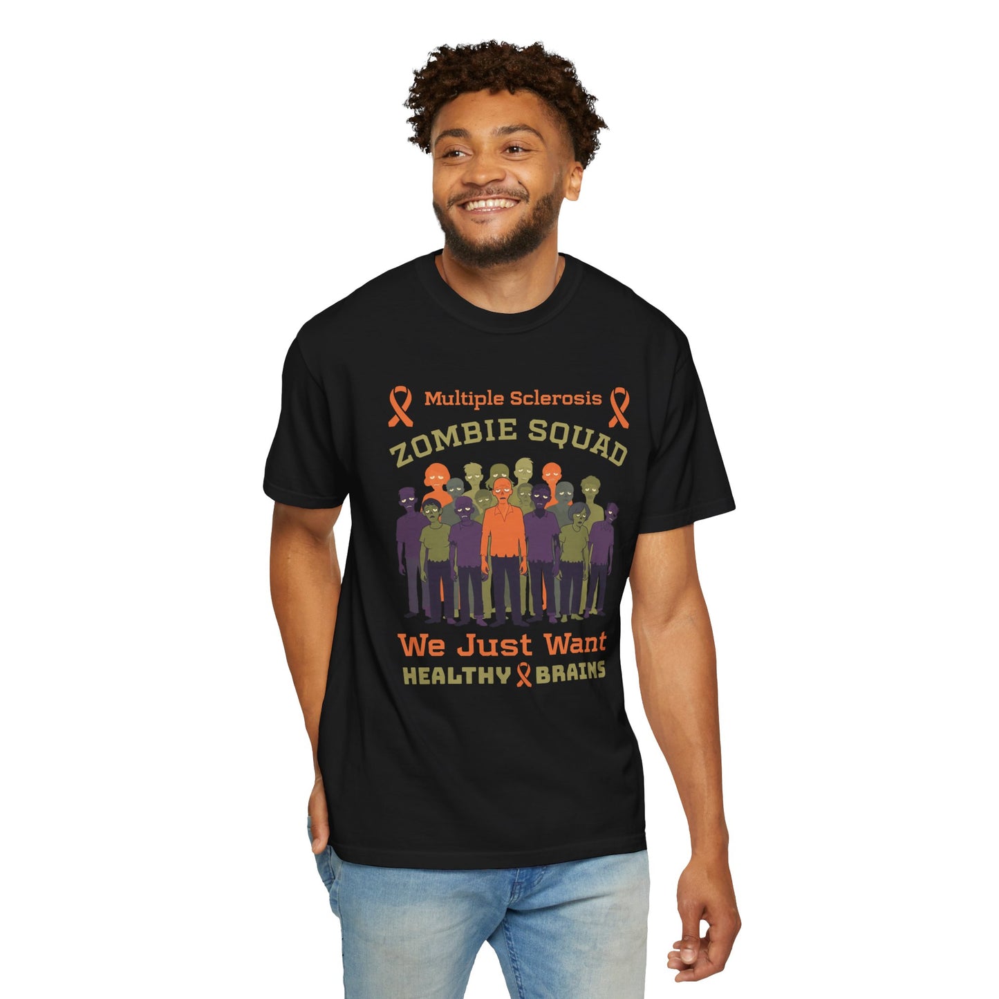 Funny MS Awareness Zombie T-shirt- Give Us Your Healthy Brains
