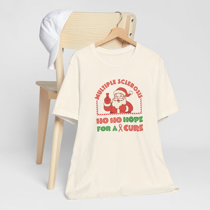 Ho Ho HOPE for a Cure Adult Tee, Multiple Sclerosis Awareness, Charity Shirt, Unisex, Gift for Supporters, Fundraising Apparel