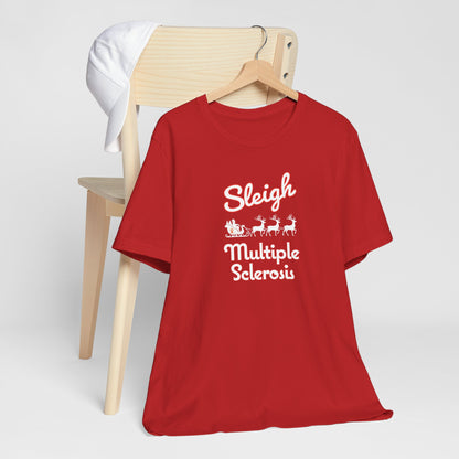 Cute Festive Sleigh MS Adult Tee Multiple Sclerosis Awareness, Charity Shirt, Unisex, Gift for Supporters, Fundraising Apparel