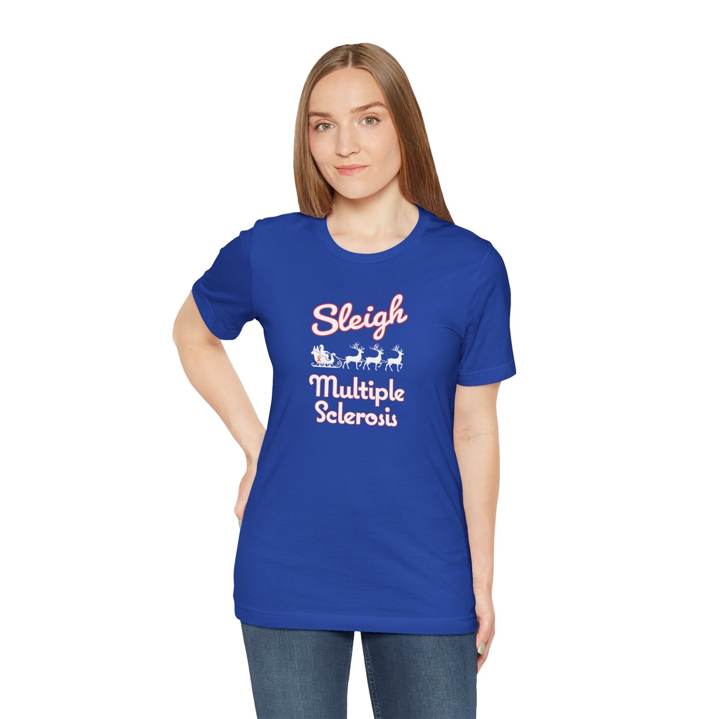 Cute Festive Sleigh MS Adult Tee Multiple Sclerosis Awareness, Charity Shirt, Unisex, Gift for Supporters, Fundraising Apparel
