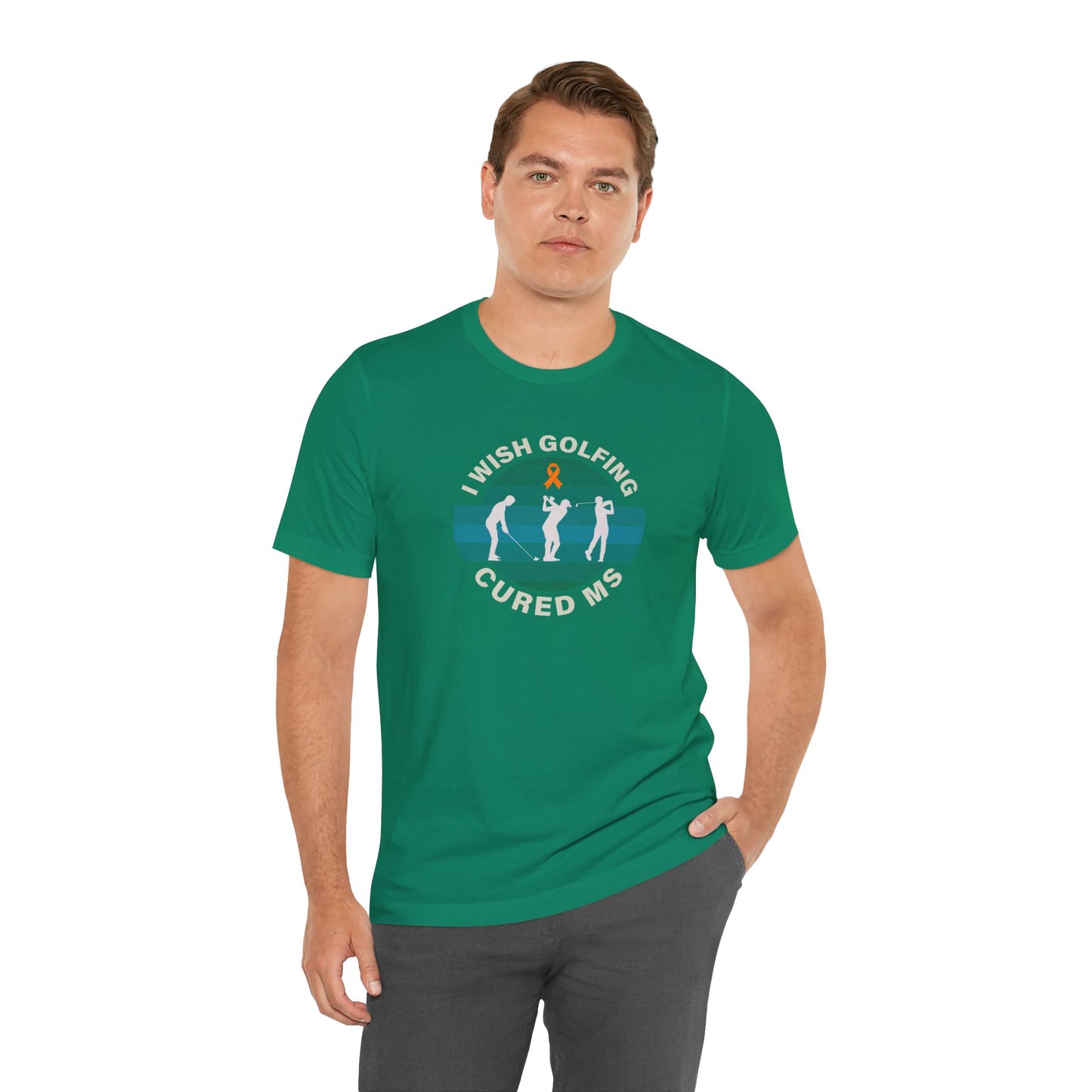Cute I Wish GOLFING Cured MS - Adult Tee Multiple Sclerosis Awareness, Charity Shirt, Unisex, Gift for Supporters, Fundraising Apparel