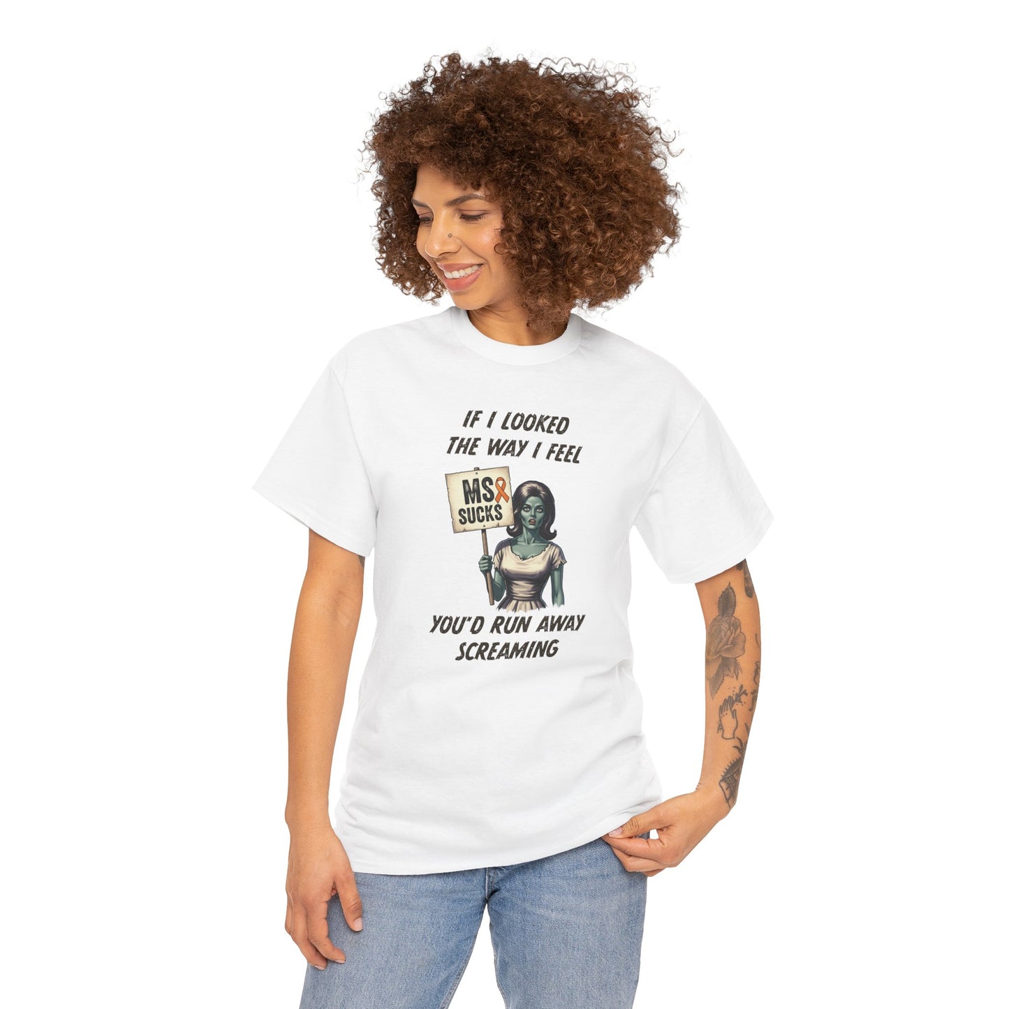 If I Looked the Way I Feel Unisex Heavy Cotton Tee MS Awareness, Funny Gift, MS Support, Casual Wear