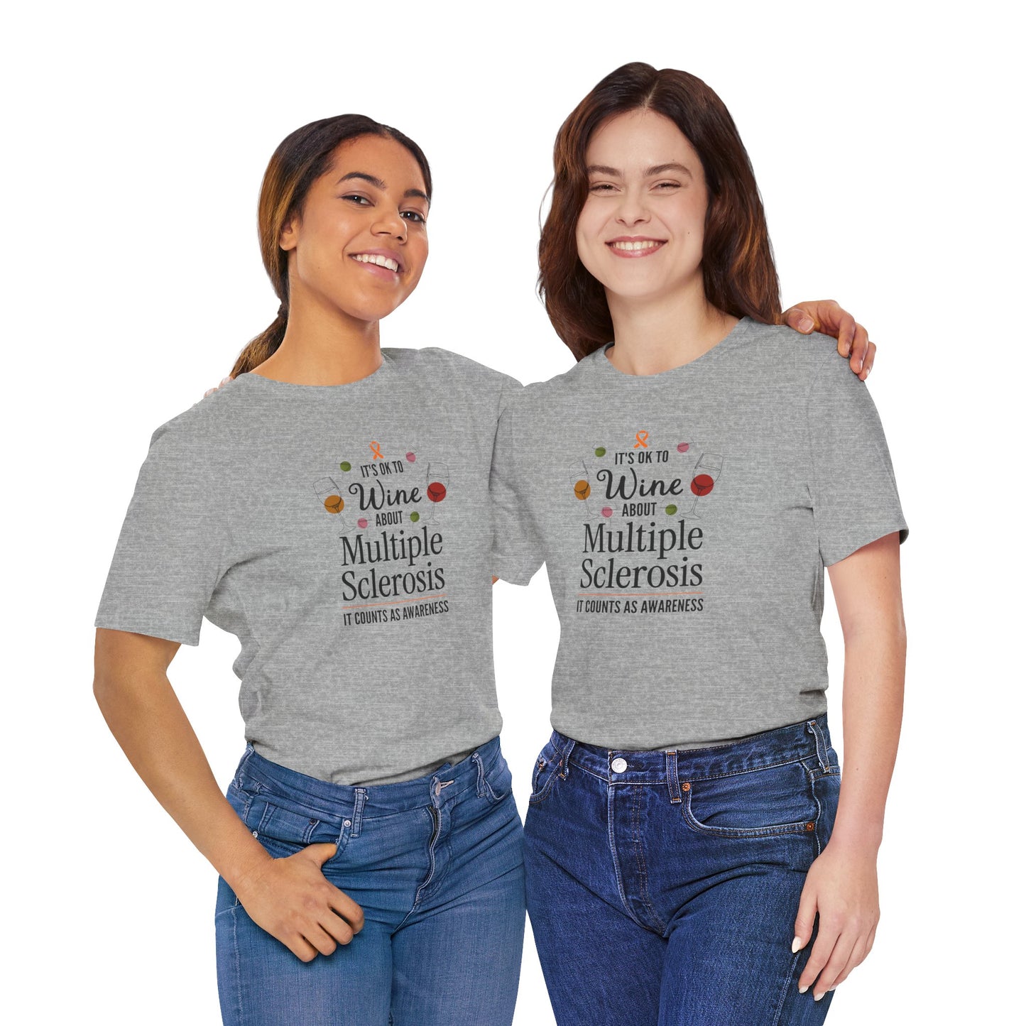 "Wine About Multiple Sclerosis It Counts As Awareness" T-Shirt, Charity Shirt, Unisex, Gift for Supporters, Fundraising Apparel