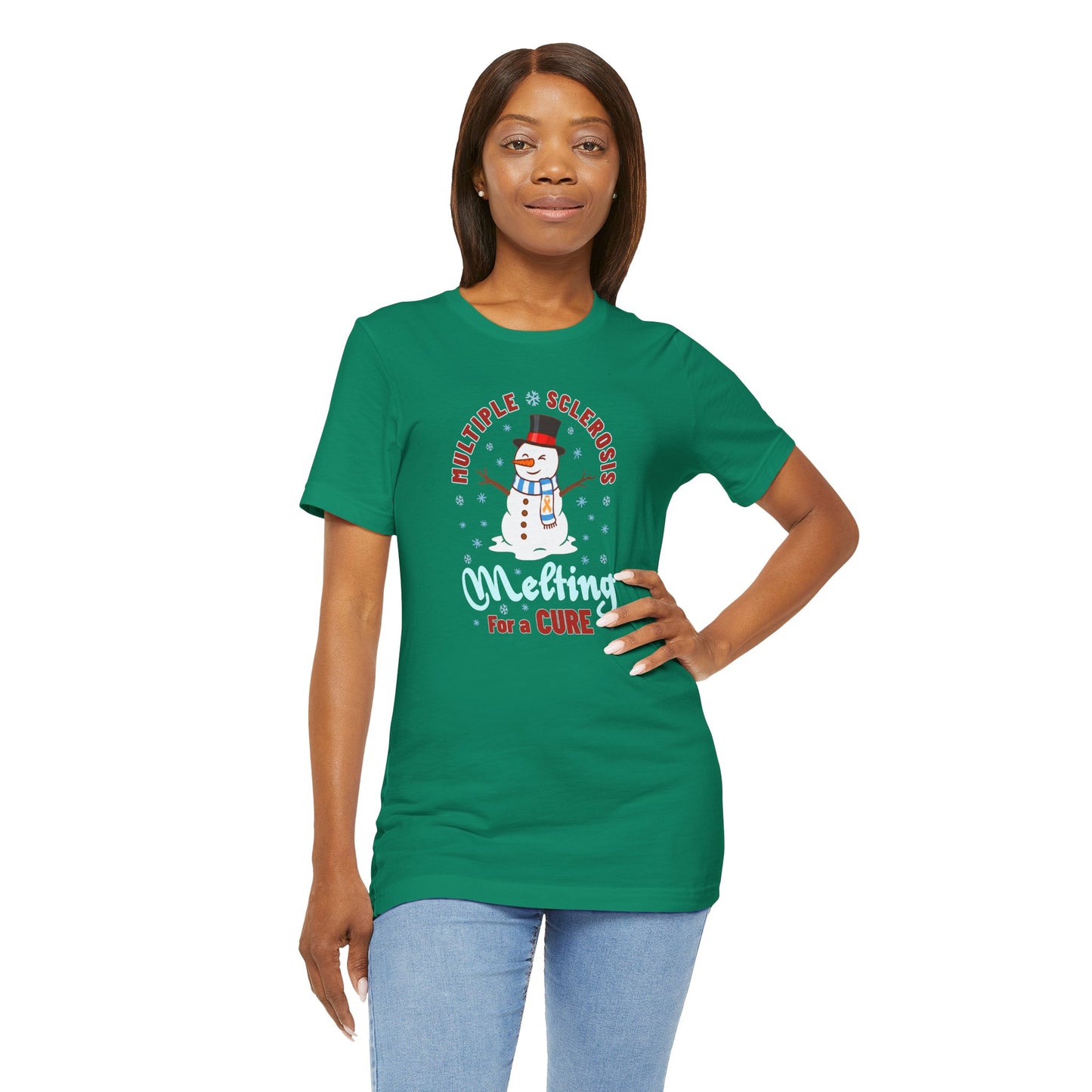 Snowman Melting for a Cure Team Adult Unisex Tee, Multiple Sclerosis Awareness, Charity Shirt, Unisex, Gift for Supporters, Fundraising Apparel