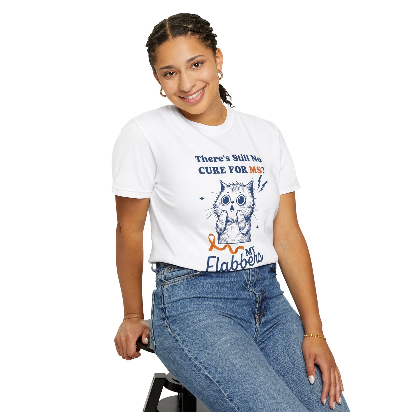 Cute Cat MS Awareness T-Shirt, Unisex Garment-Dyed Tee, "My Flabbers Have Been Gasted" MS Awareness T-Shirt  Funny Cat Shirt, Animal Lover Gift, Humor for MS Awareness