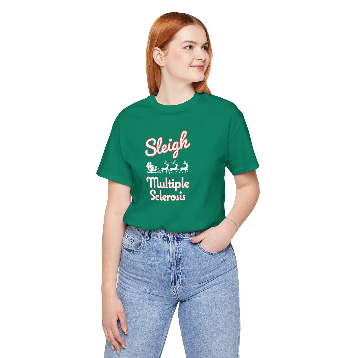 Cute Festive Sleigh MS Adult Tee Multiple Sclerosis Awareness, Charity Shirt, Unisex, Gift for Supporters, Fundraising Apparel
