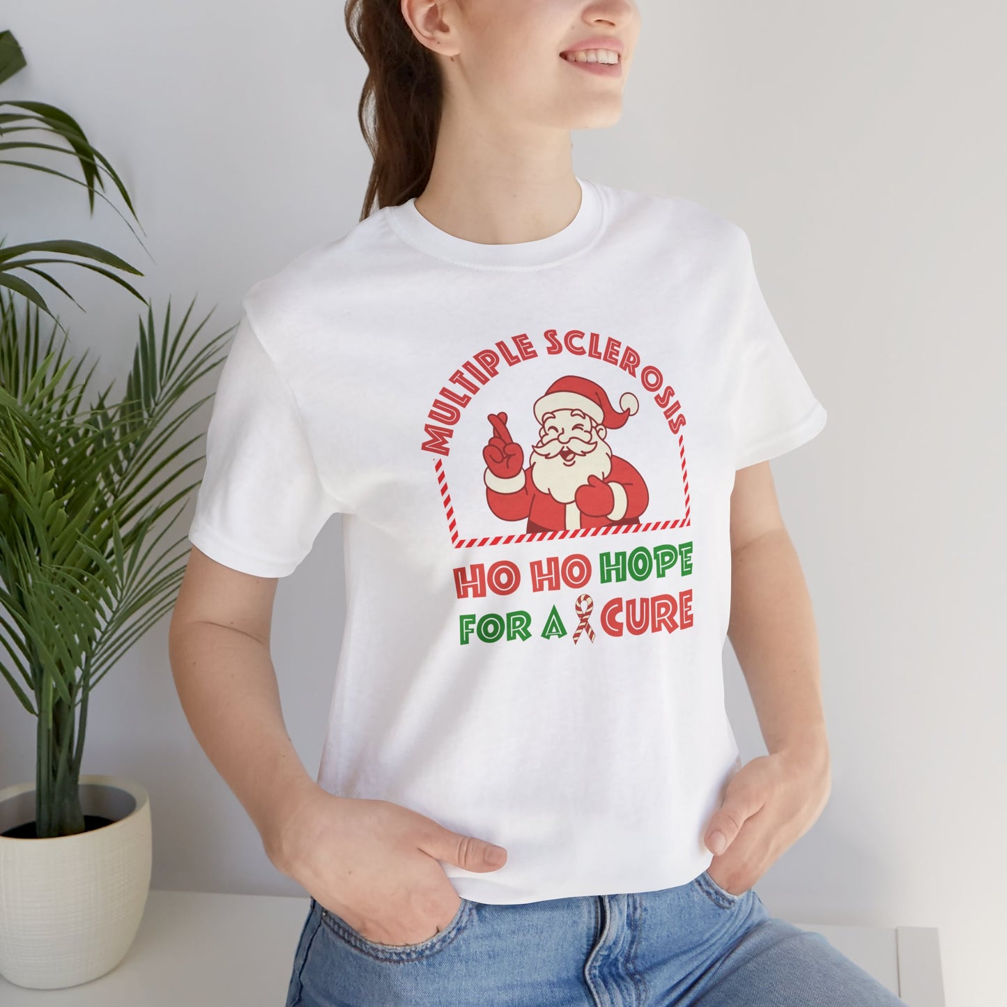 Ho Ho HOPE for a Cure Adult Tee, Multiple Sclerosis Awareness, Charity Shirt, Unisex, Gift for Supporters, Fundraising Apparel