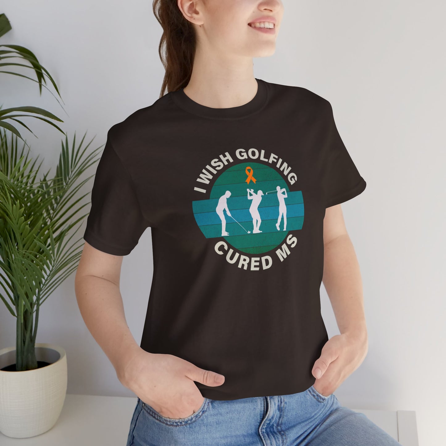 Cute I Wish GOLFING Cured MS - Adult Tee Multiple Sclerosis Awareness, Charity Shirt, Unisex, Gift for Supporters, Fundraising Apparel
