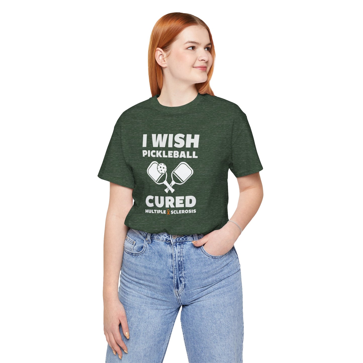 Cute I Wish PICKLEBALL Cured MS - Adult Tee Multiple Sclerosis Awareness, Charity Shirt, Unisex, Gift for Supporters, Fundraising Apparel