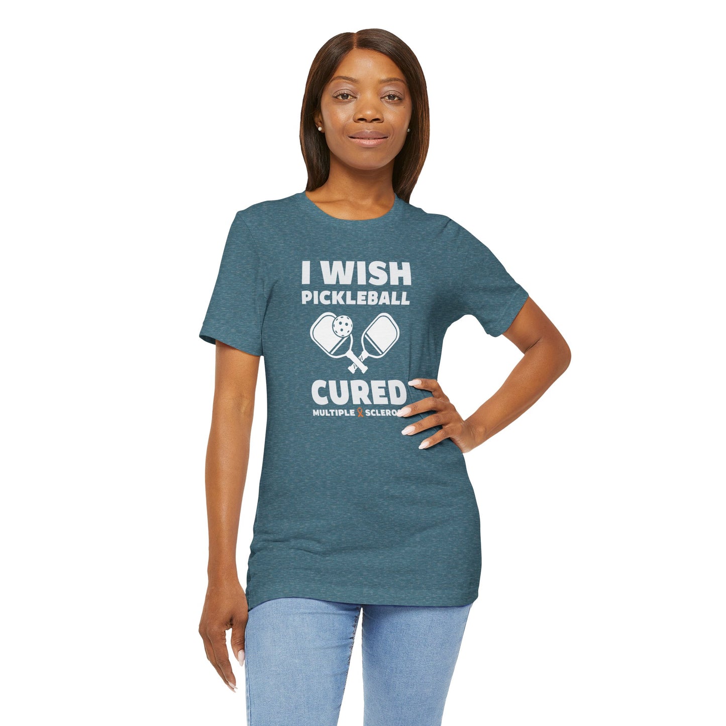 Cute I Wish PICKLEBALL Cured MS - Adult Tee Multiple Sclerosis Awareness, Charity Shirt, Unisex, Gift for Supporters, Fundraising Apparel